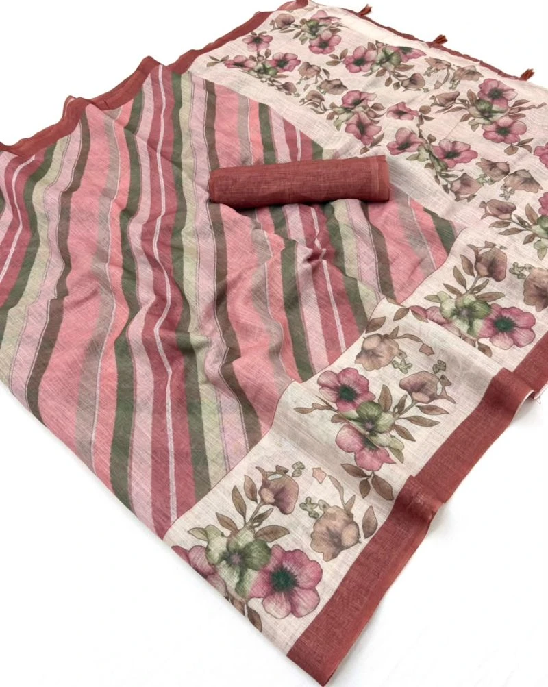 Rajyog Inara D No 10041 to 48 Linen Printed Fancy Saree