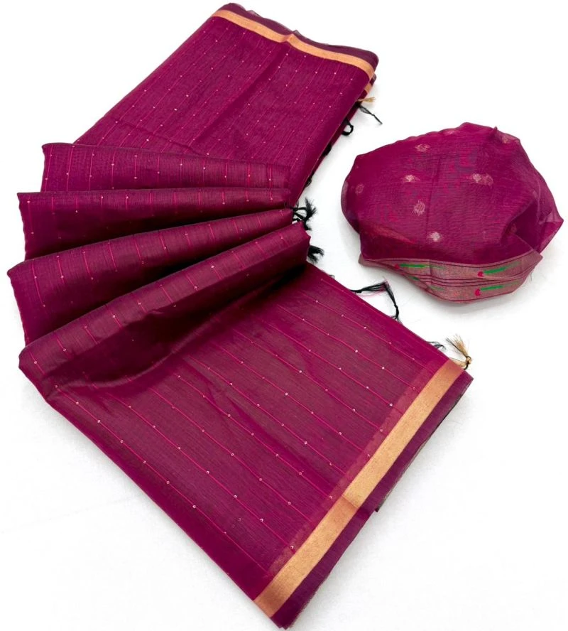 Rajyog Parrot Cotton Jamdani Weaving Saree Collection