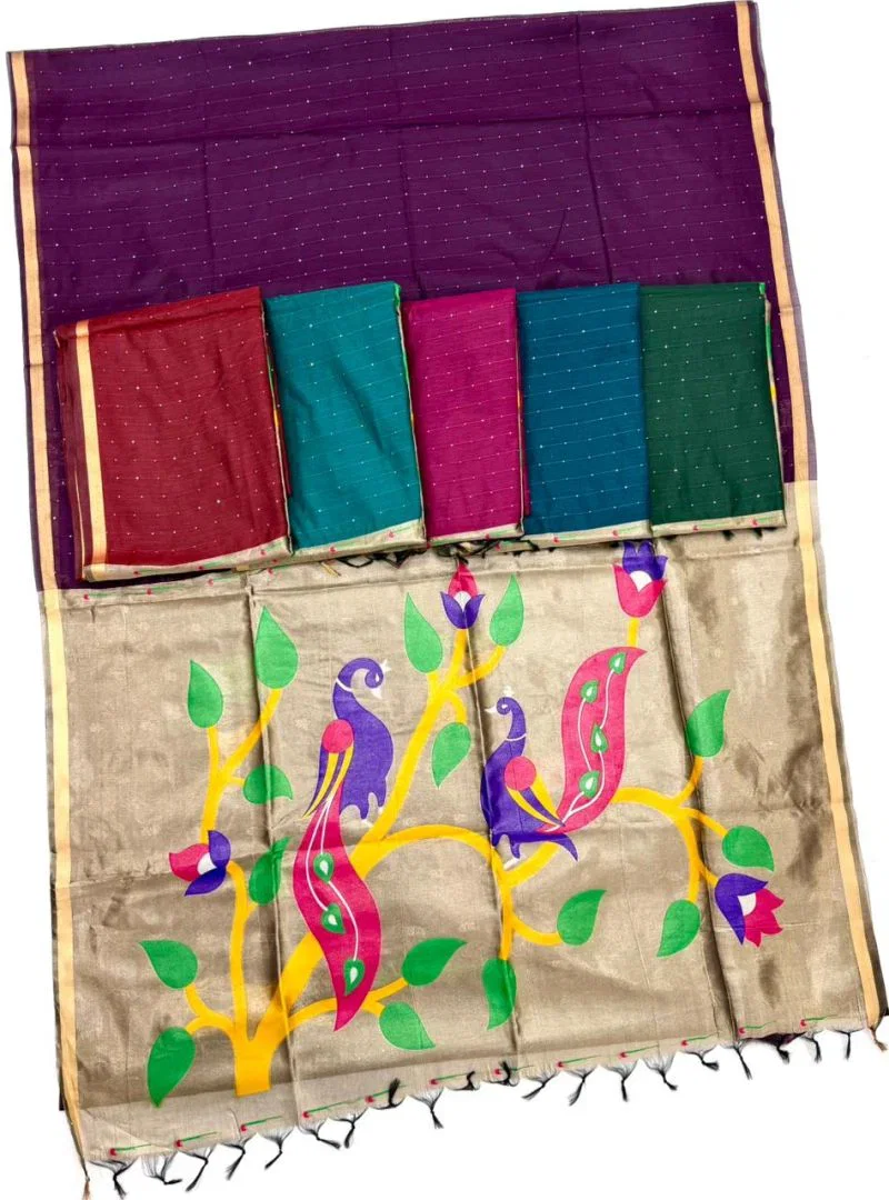 Rajyog Parrot Cotton Jamdani Weaving Saree Collection