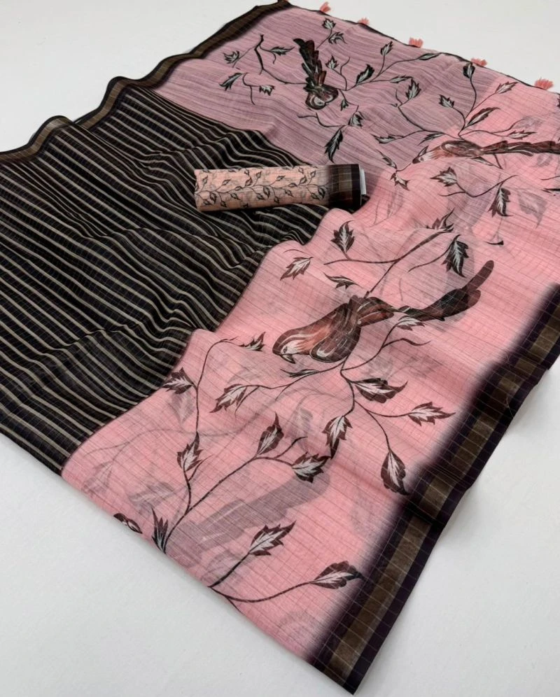 Rajyog Vriksha Linen Chex Zari Weaving Saree Collection