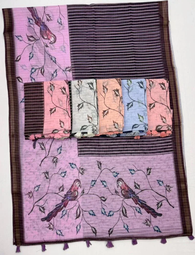 Rajyog Vriksha Linen Chex Zari Weaving Saree Collection