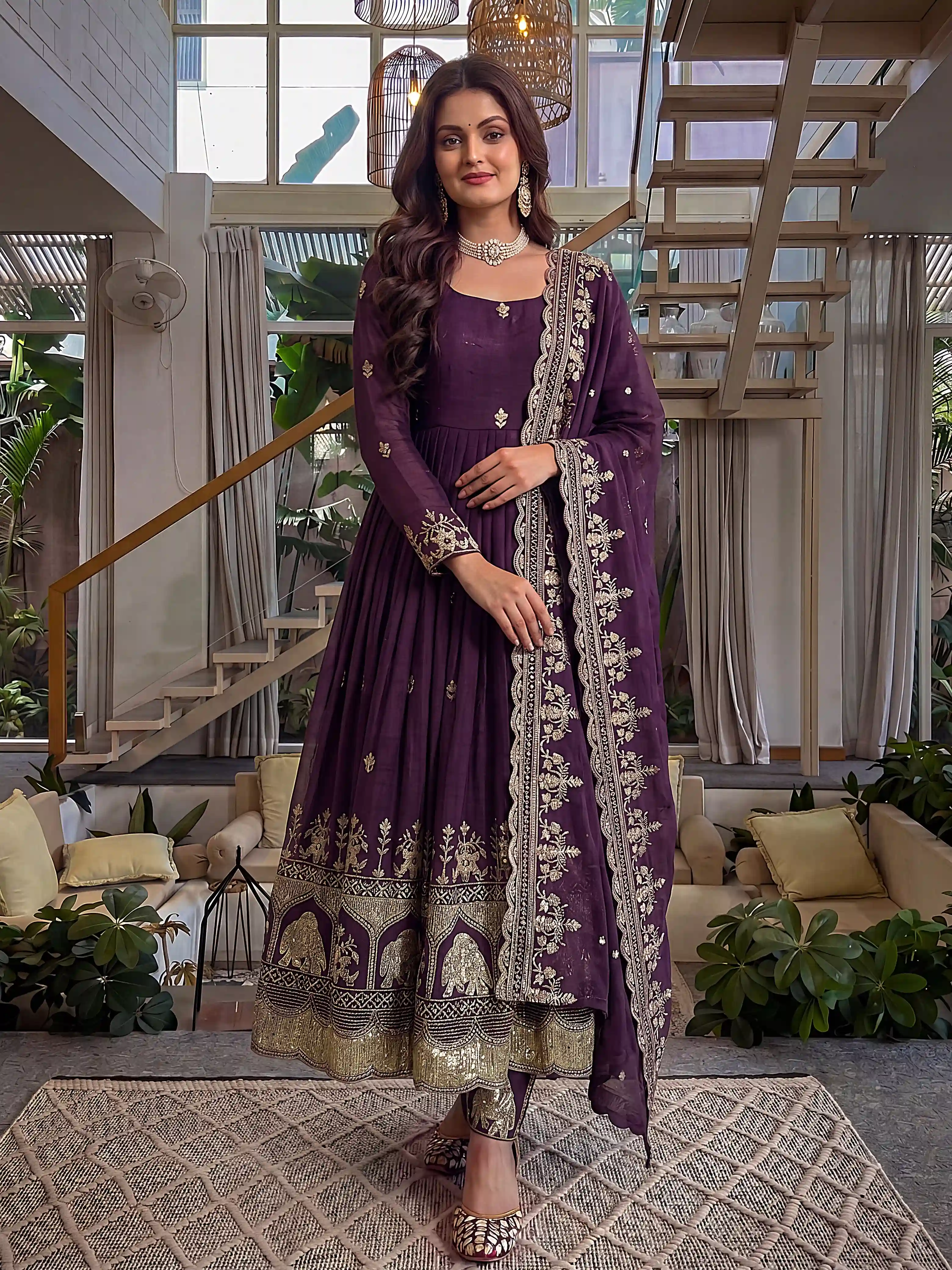 Royal Crunchy Silk Anarkali Gown Set