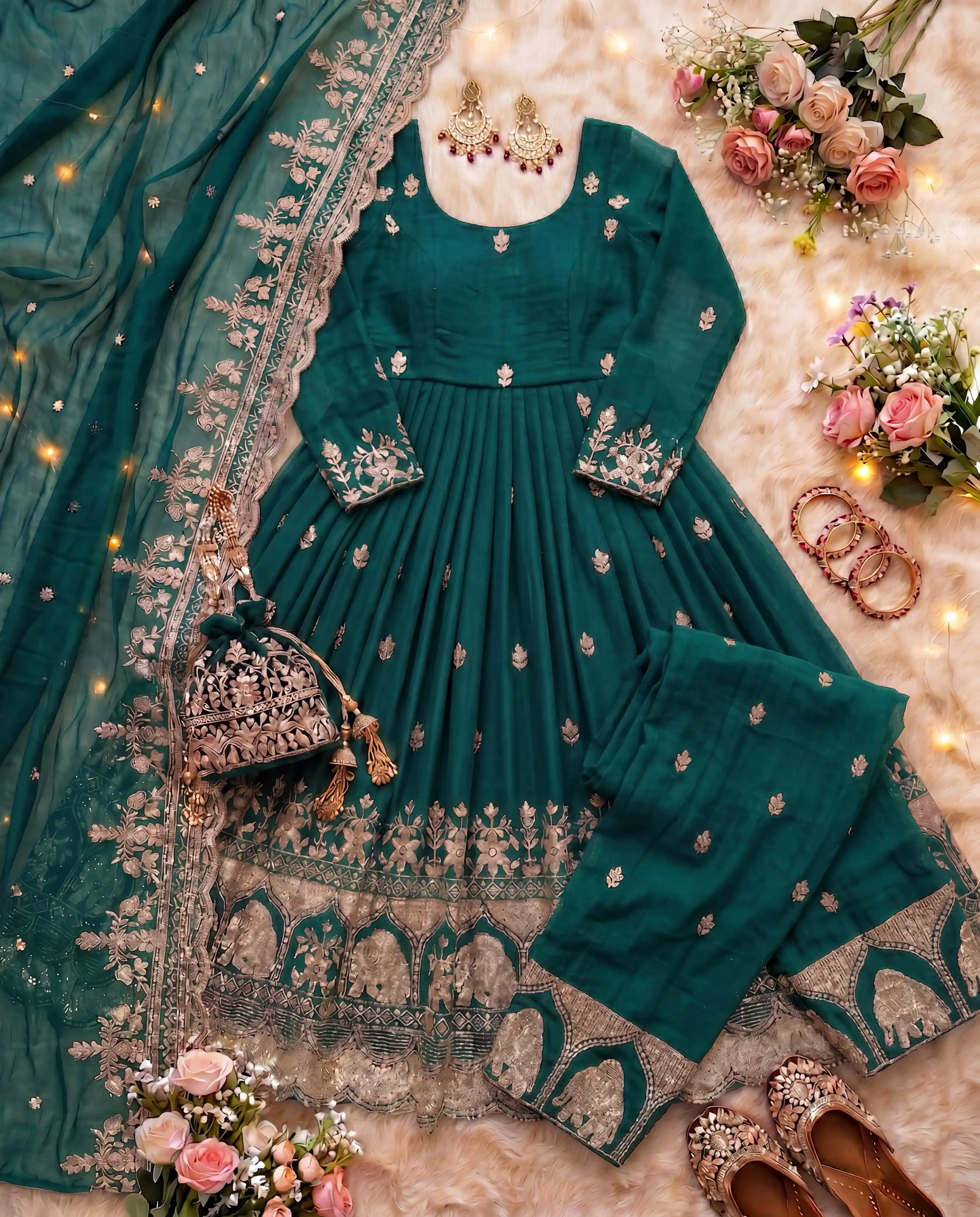 Royal Crunchy Silk Anarkali Gown Set