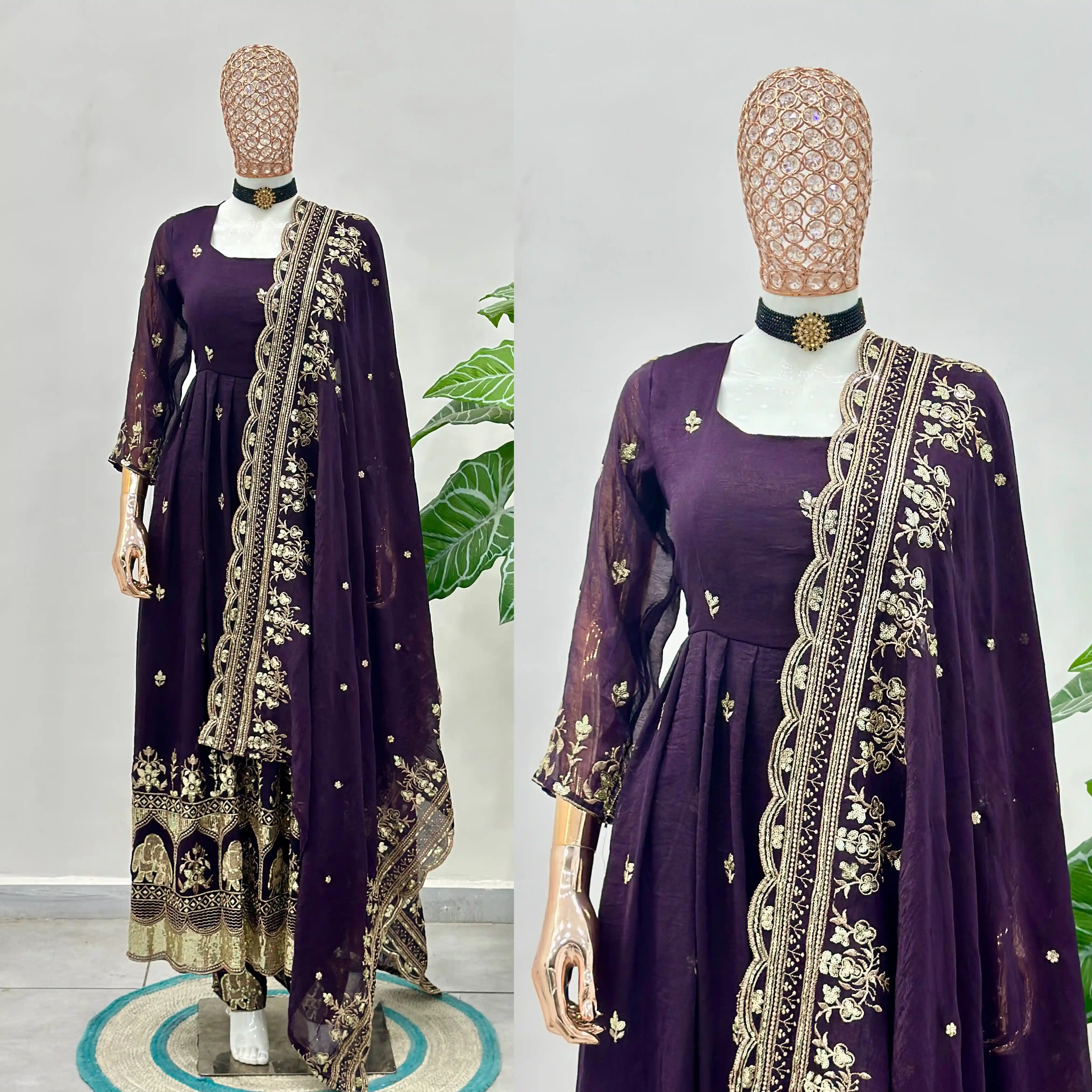 Royal Crunchy Silk Anarkali Gown Set