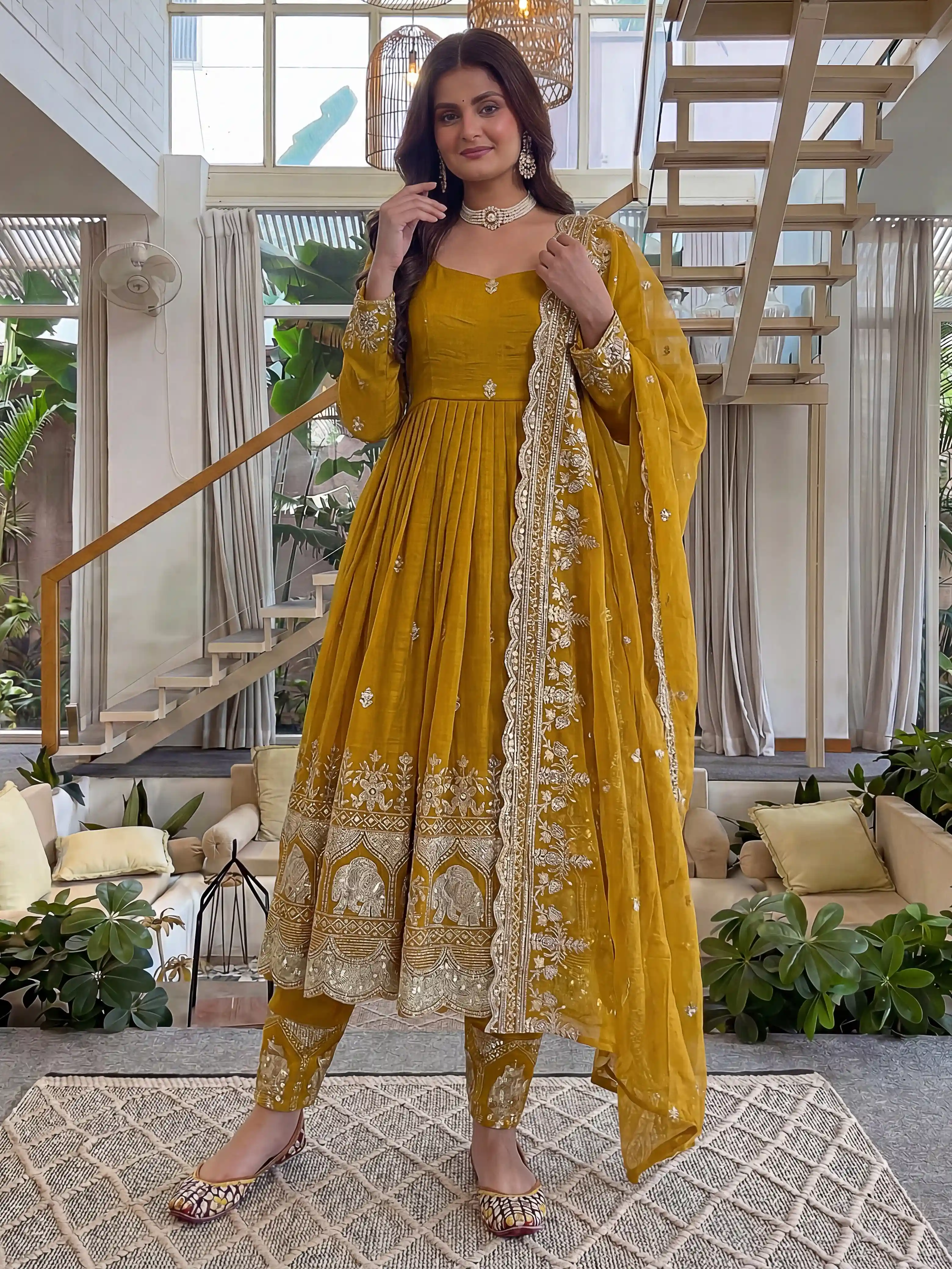 Royal Crunchy Silk Anarkali Gown Set