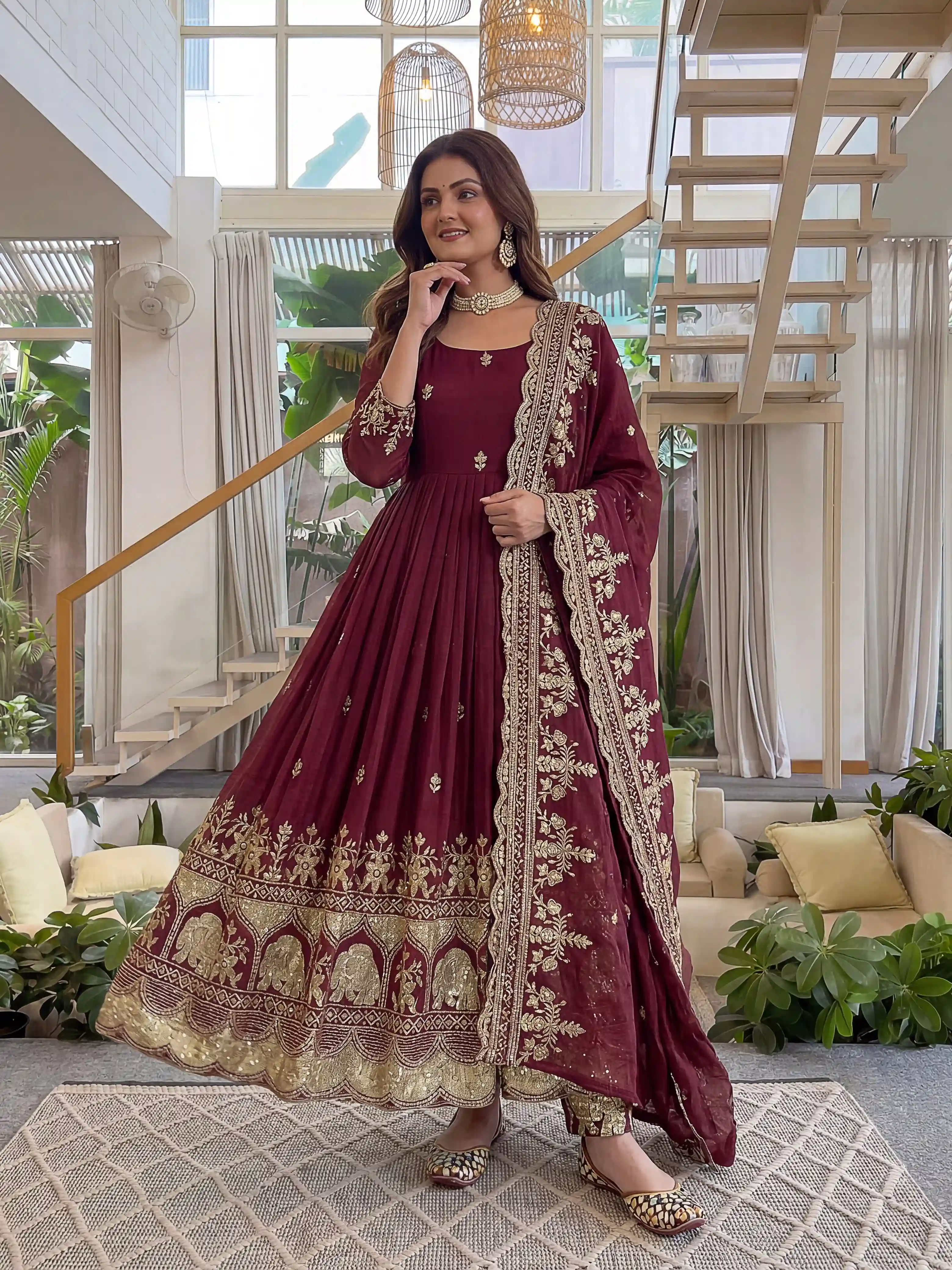 Royal Crunchy Silk Anarkali Gown Set