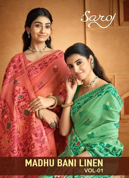 Saroj Madhu Bani Linen Vol 1 Linen Saree Collection