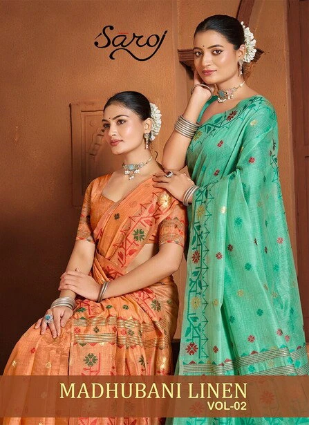 Saroj Madhubani Linen Vol 2 Linen Saree Collection
