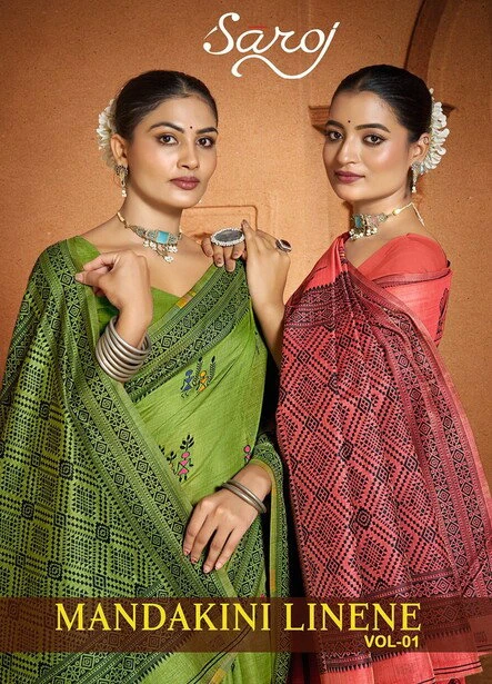 Saroj Mandakini Linene Vol 1 Linen Saree Collection