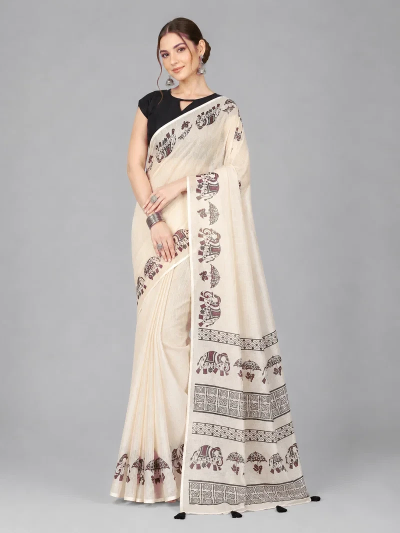 Schc Swara a Linen Cotton Printed Saree Collection 3