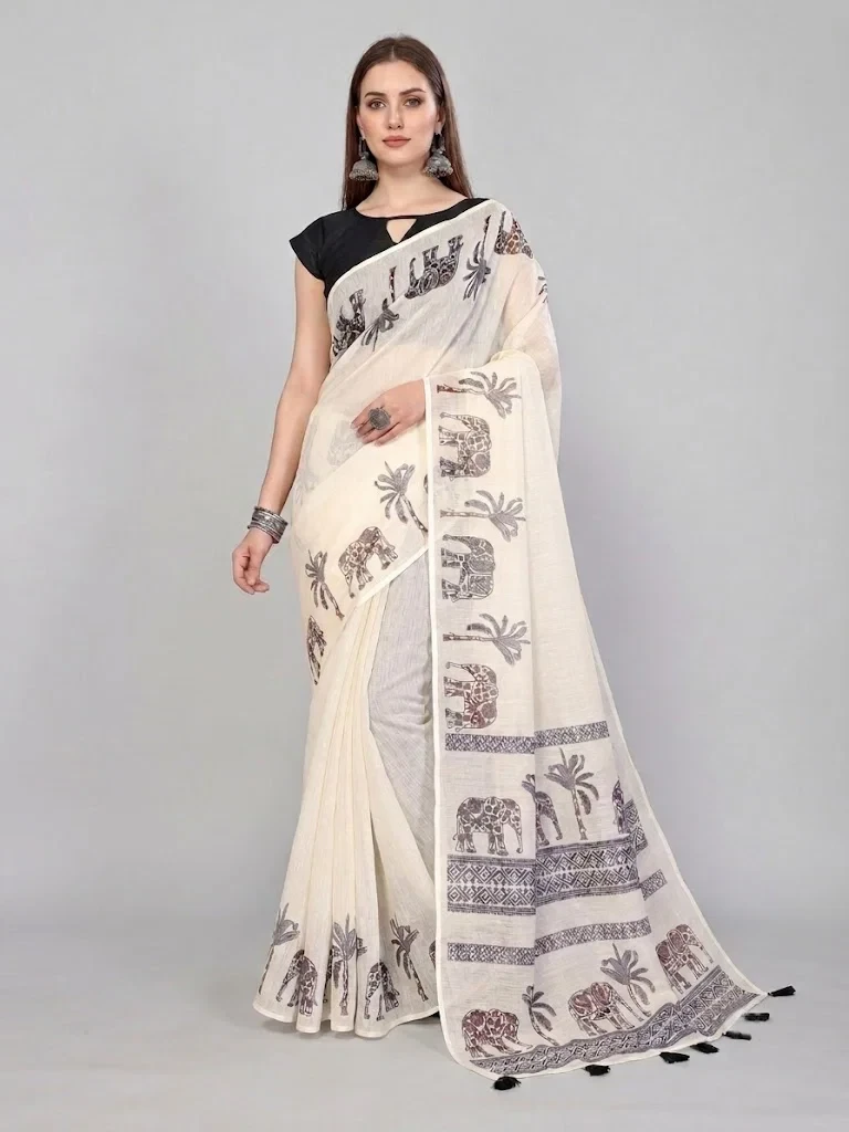 Schc Swara a Linen Cotton Printed Saree Collection 5