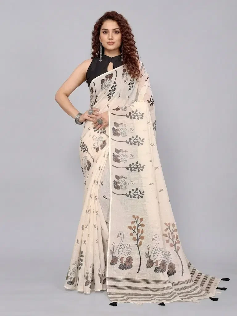 Schc Swara B Linen Cotton Handloom Weaving Saree Collection