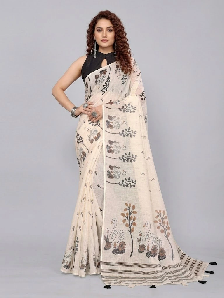 Schc Swara B Linen Cotton Handloom Weaving Saree Collection 2