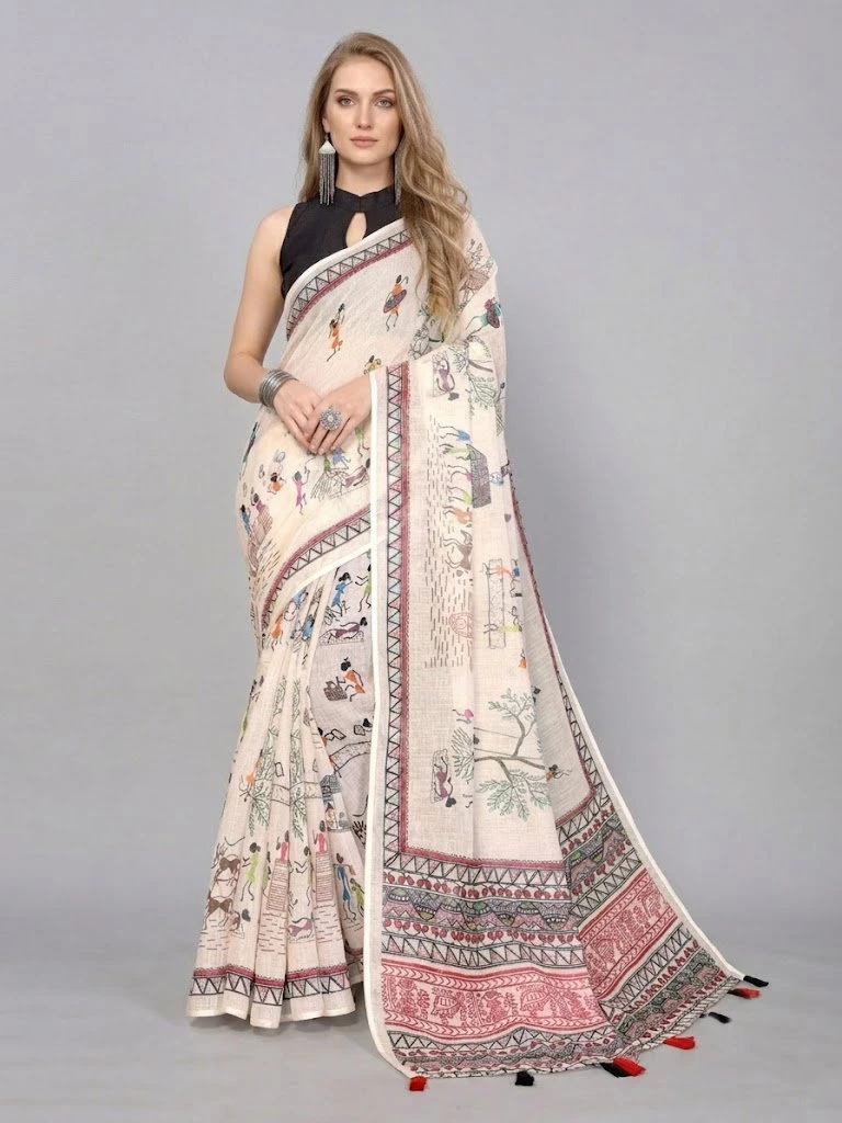 Schc Swara B Linen Cotton Handloom Weaving Saree Collection 3