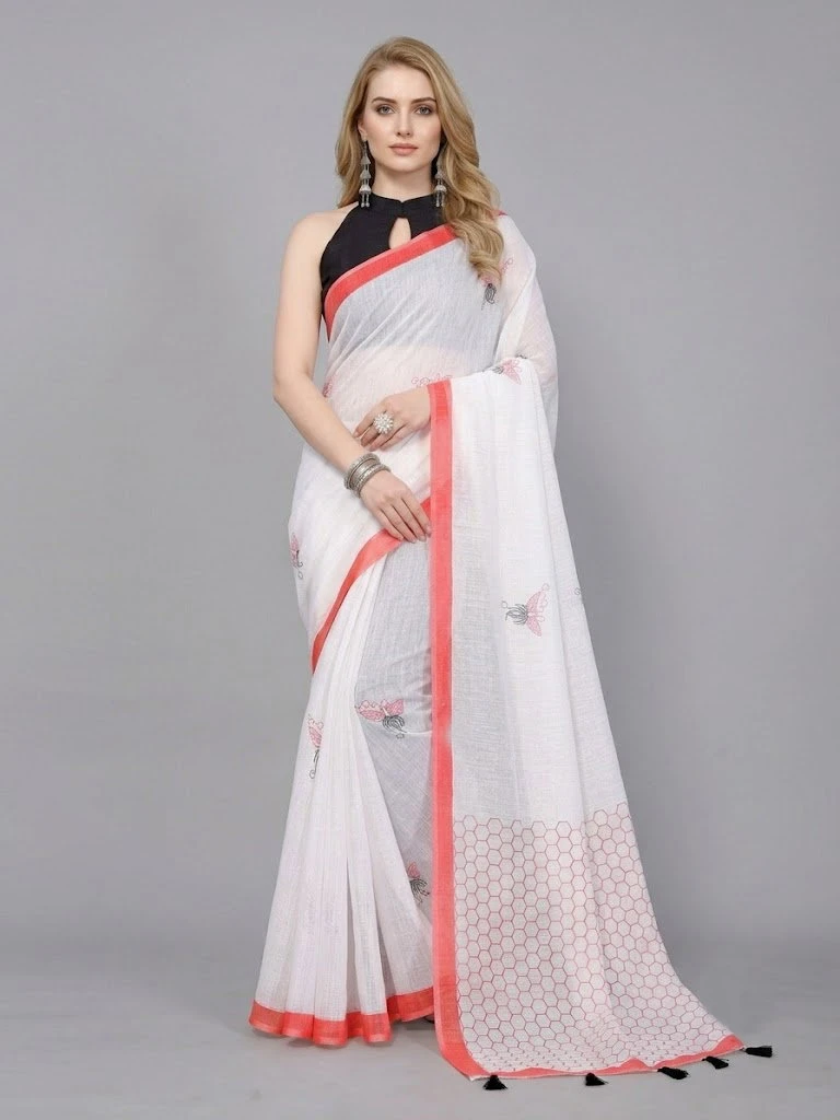 Schc Swara B Linen Cotton Handloom Weaving Saree Collection 4