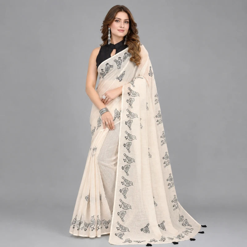 Schc Swara B Linen Cotton Handloom Weaving Saree Collection 5