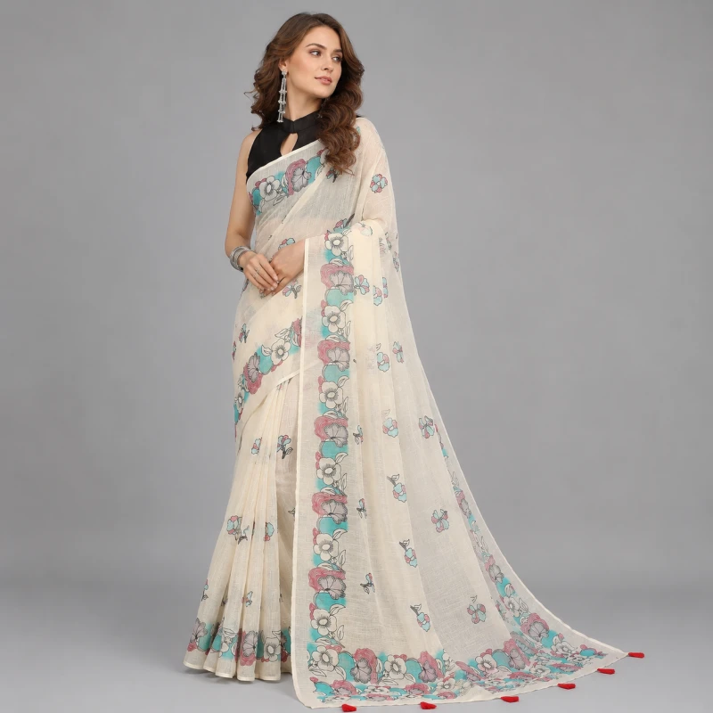 Schc Swara B Linen Cotton Handloom Weaving Saree Collection 7