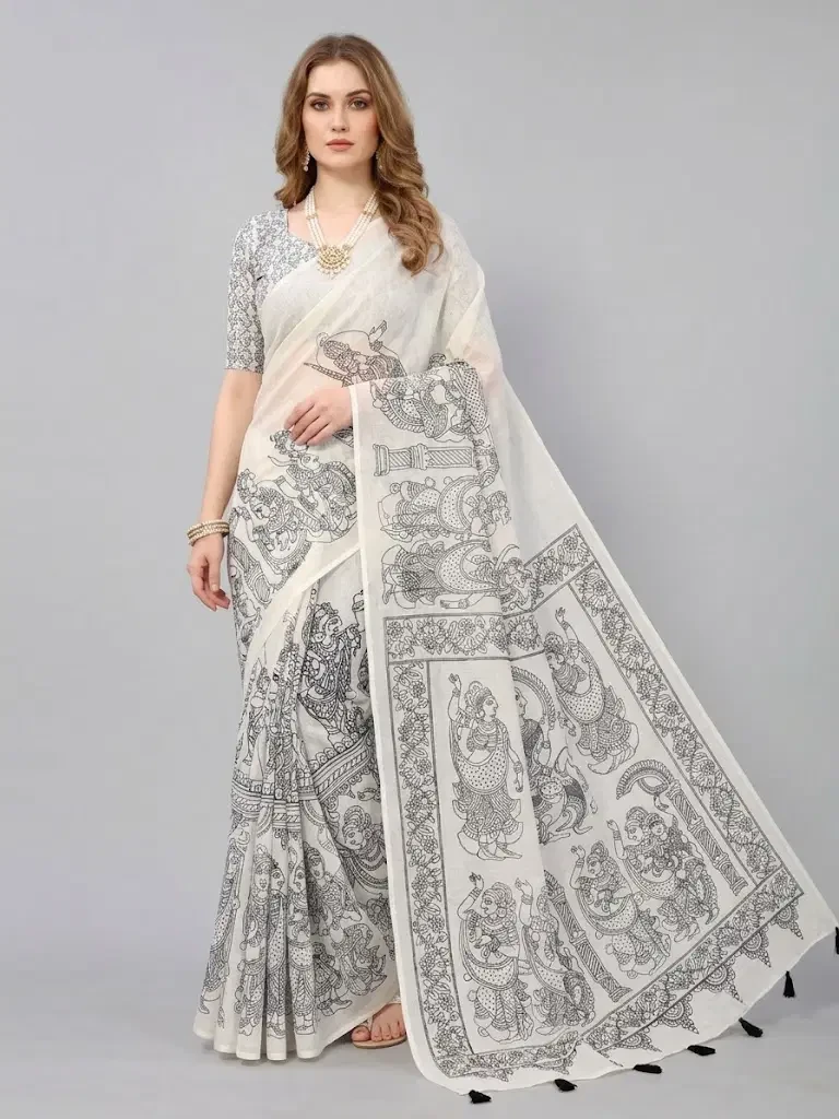 Schc Swara D Linen Cotton Crafted Saree Collection