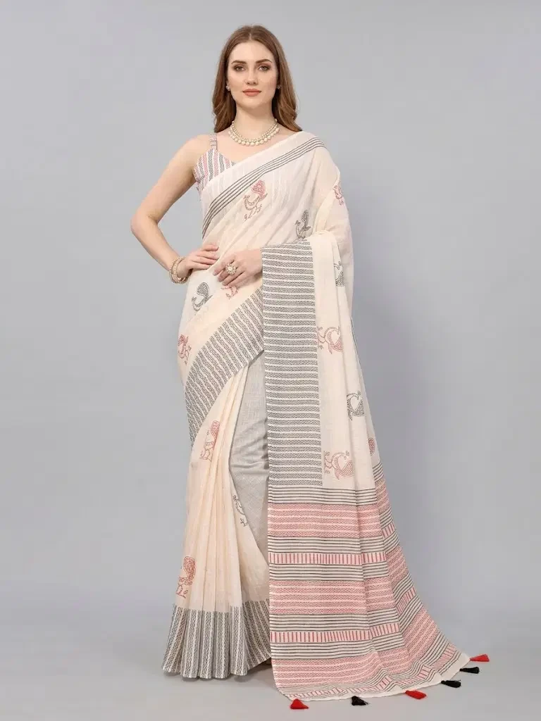 Schc Swara D Linen Cotton Crafted Saree Collection 7