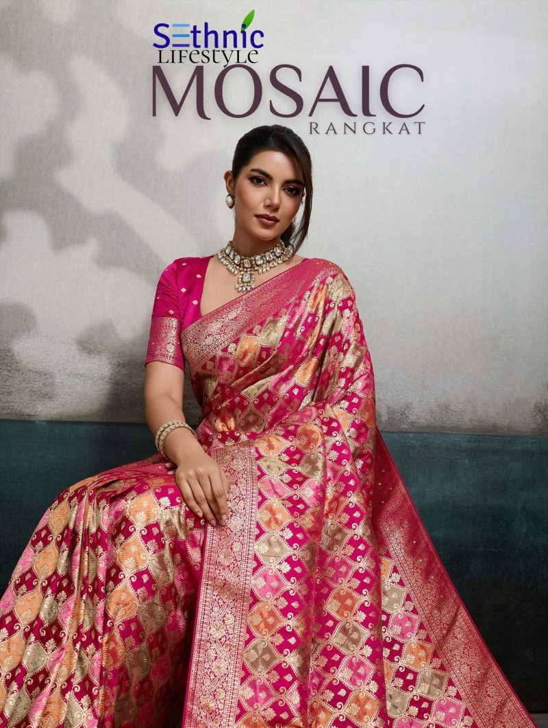 Sethnic Mosaic Satin Jacquard and Smooth Hand Dyed Saree Collection