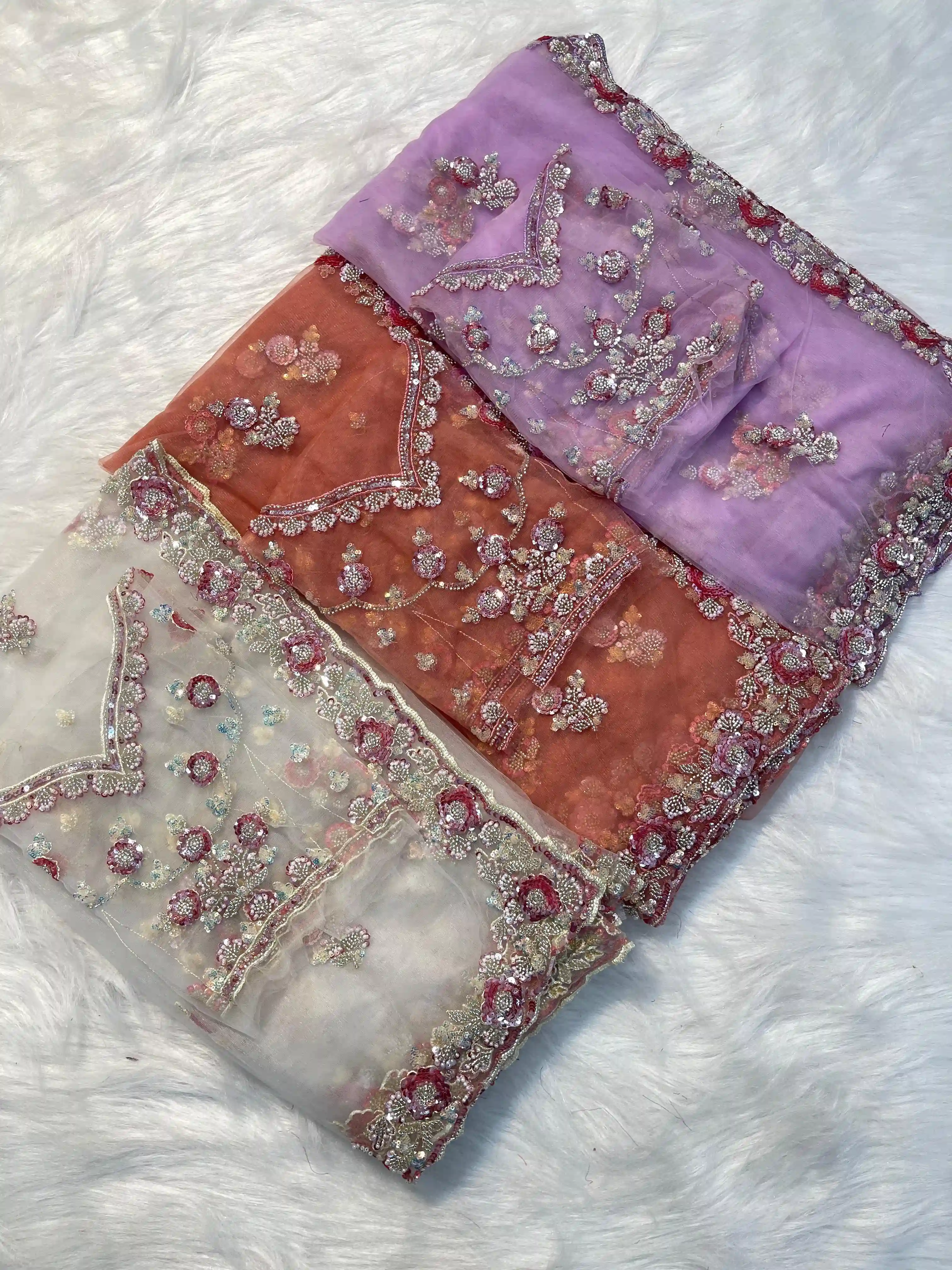 Shreya Net Handwork Designer Partywear Saree