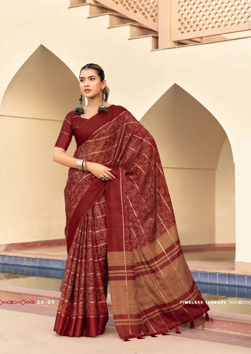 Shreyans Sindh Creap Art Printed Saree Collection 10