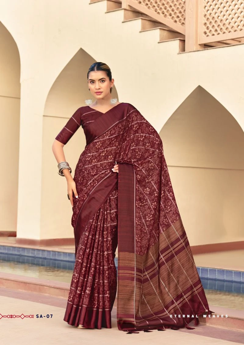 Shreyans Sindh Creap Art Printed Saree Collection 6
