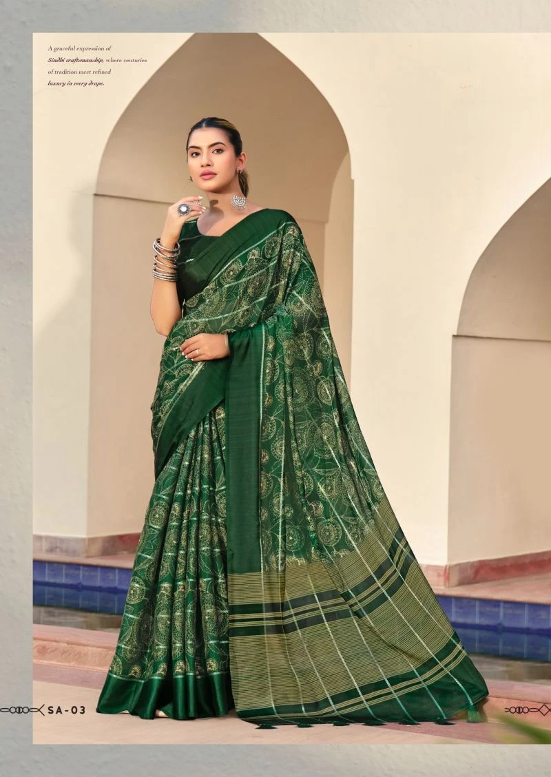 Shreyans Sindh Creap Art Printed Saree Collection 8