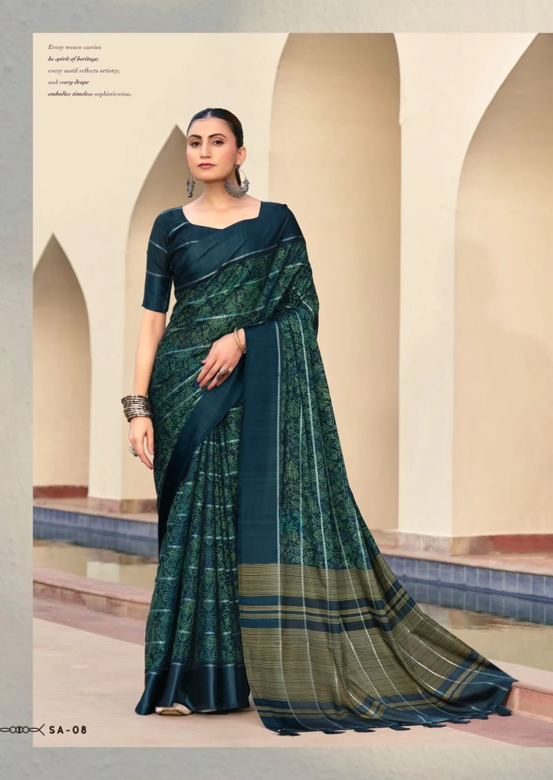 Shreyans Sindh Creap Art Printed Saree Collection 9