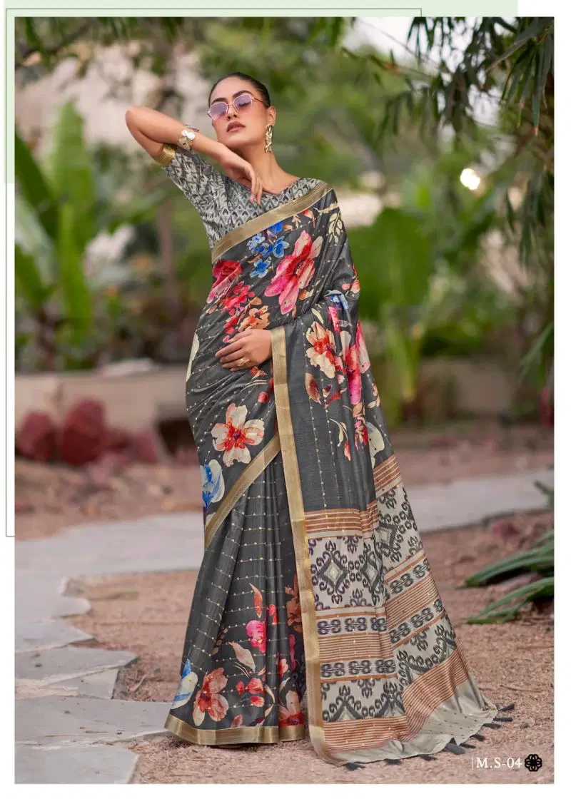 Shvetambar Mirijim Silk Soft Silk Floral Printed Saree Collection 10