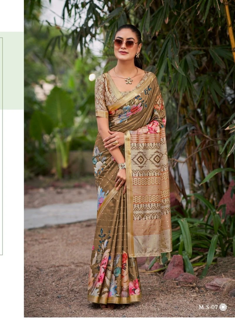 Shvetambar Mirijim Silk Soft Silk Floral Printed Saree Collection 5