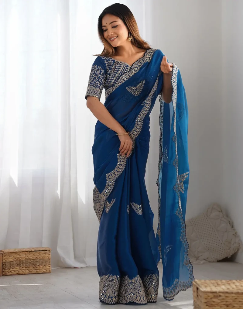 Sm Pari 1 Satin Coding Sequence Work Saree Collection