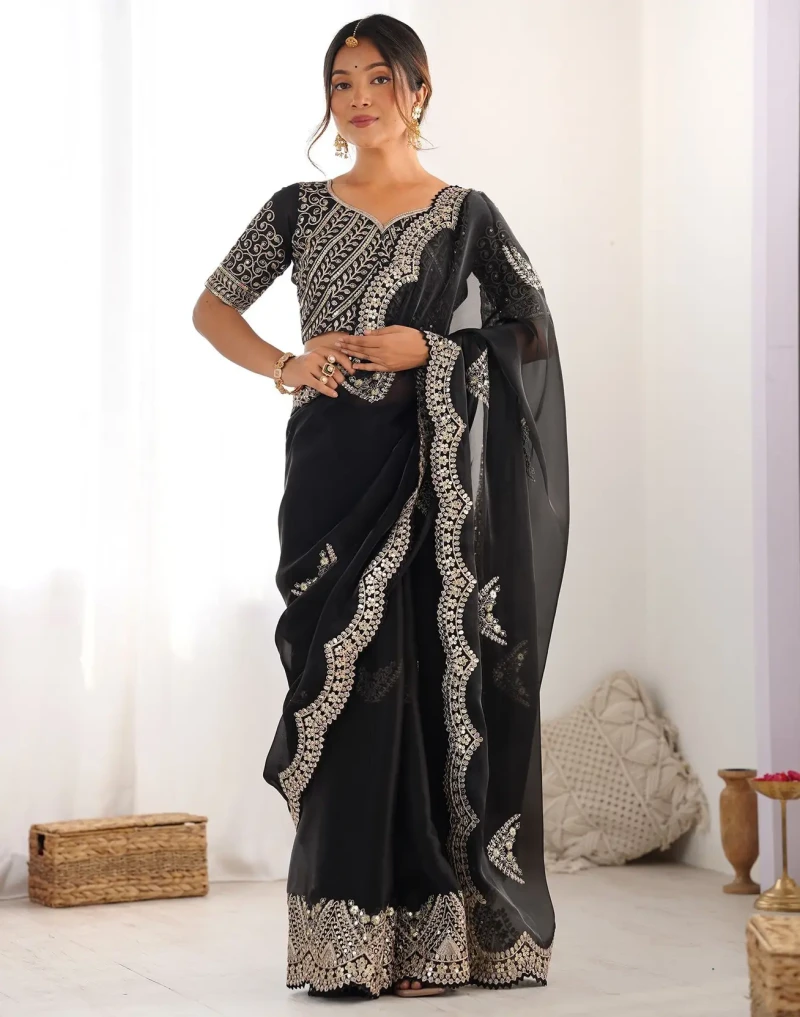 Sm Pari 1 Satin Coding Sequence Work Saree Collection