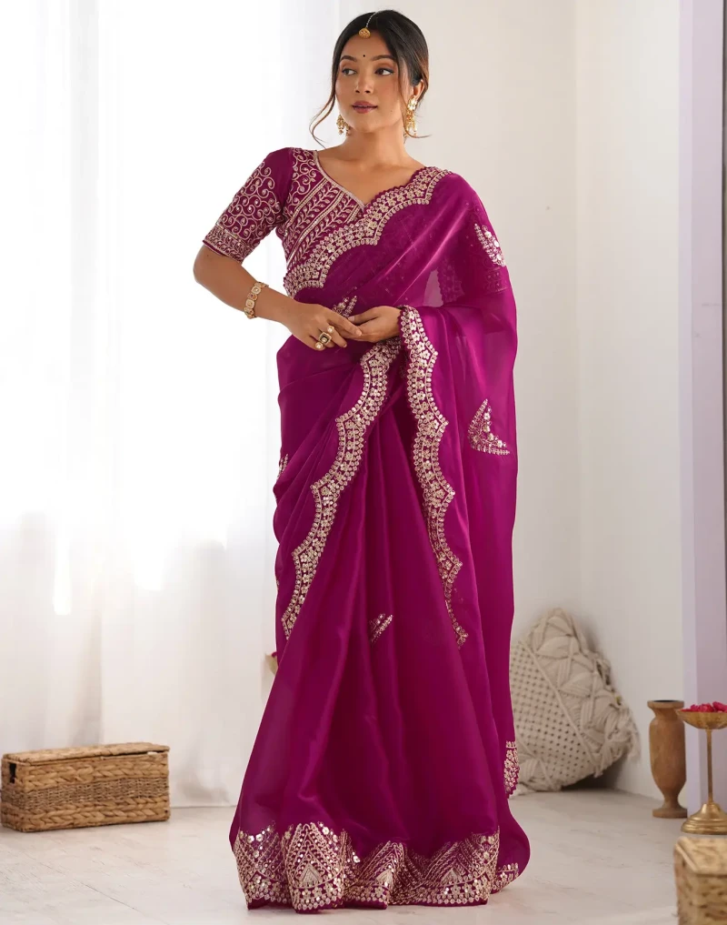 Sm Pari 1 Satin Coding Sequence Work Saree Collection