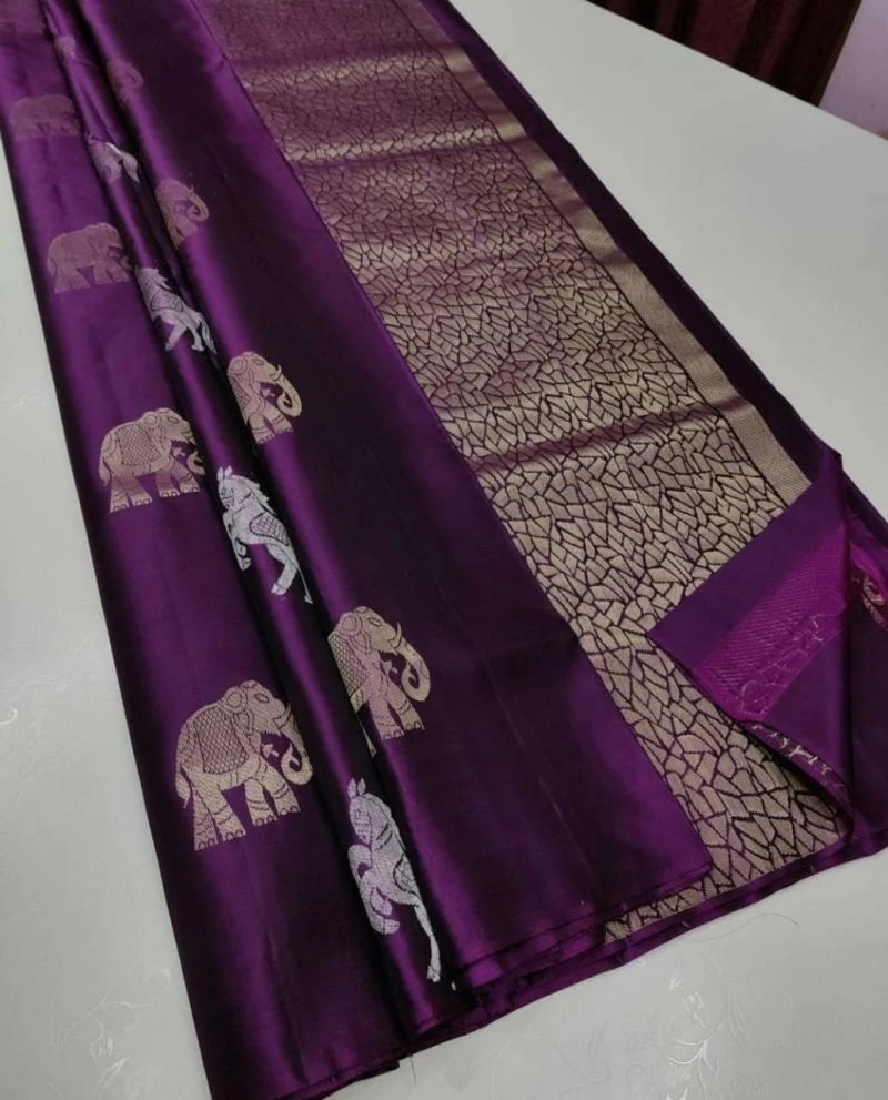 Soft Silk 5014 Lichi Silk Jacquard Work Saree
