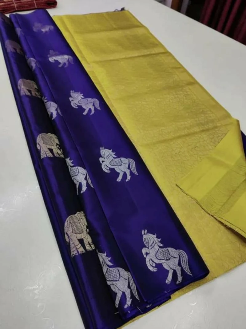 Soft Silk 5014 Lichi Silk Jacquard Work Saree