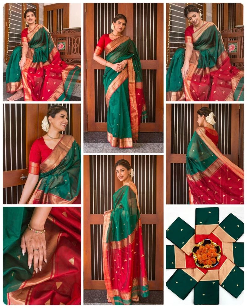 Soft Silk 5046 Lichi Silk Jacquard Work Saree Collection