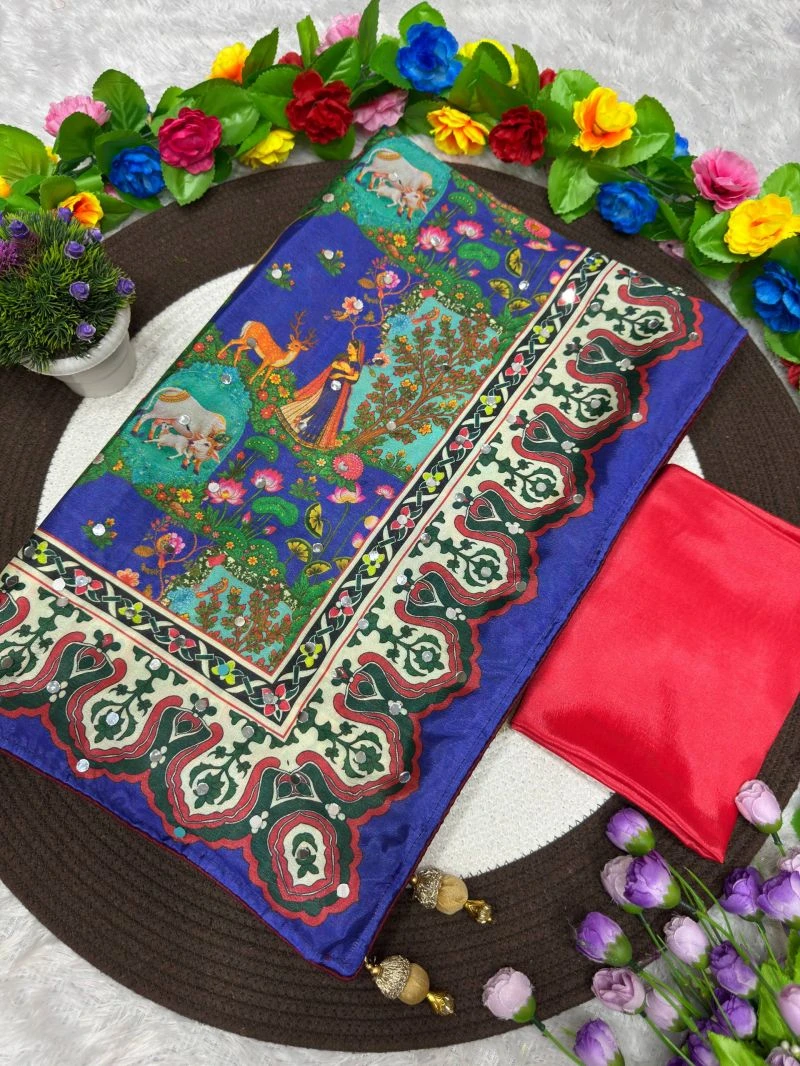 St D No 187 Soft Chinon Silk Trending Printed Saree Collection 2