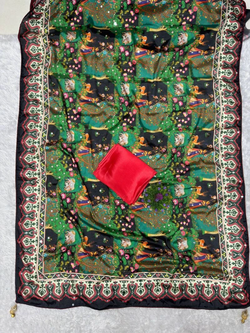 St D No 187 Soft Chinon Silk Trending Printed Saree Collection 7