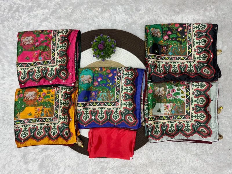 St D No 187 Soft Chinon Silk Trending Printed Saree Collection 8