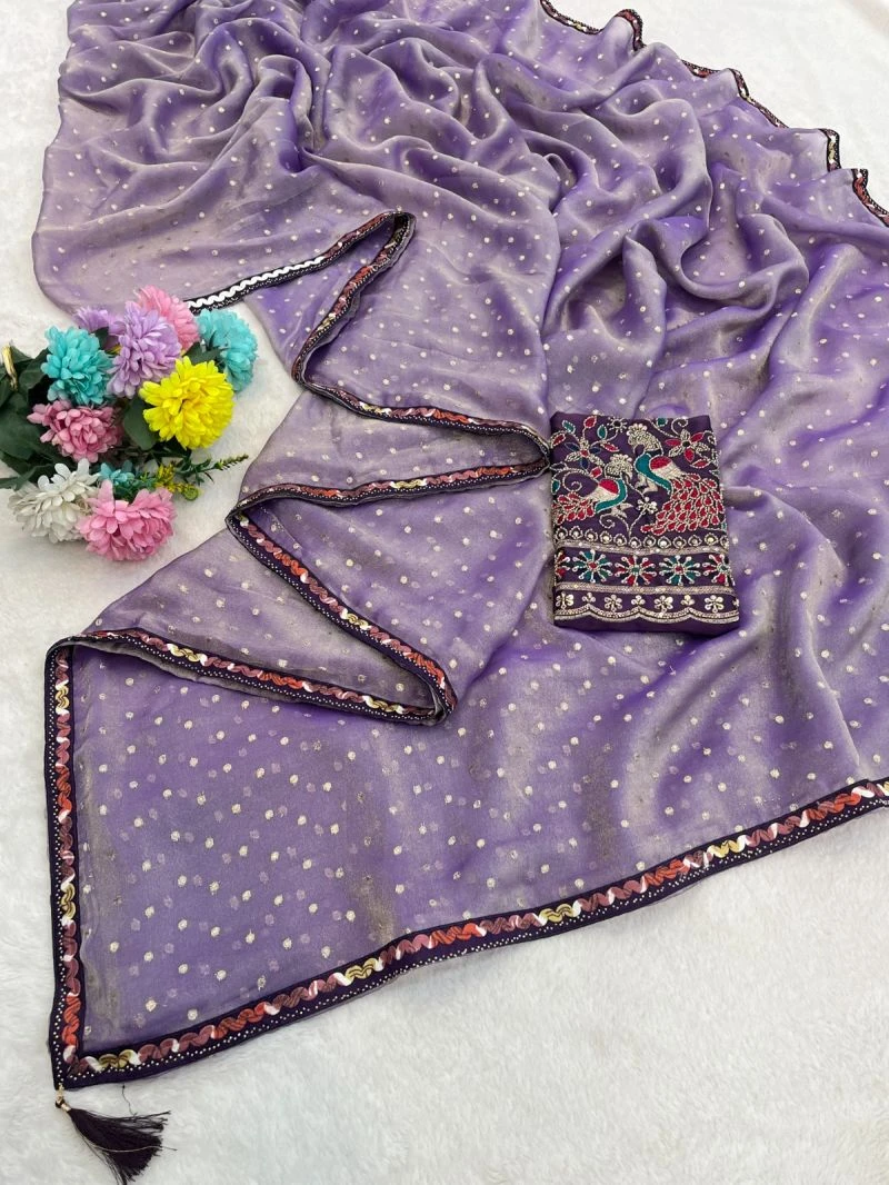 Vrinda J3 N C Moss Jacquard Embroidered Saree Collection