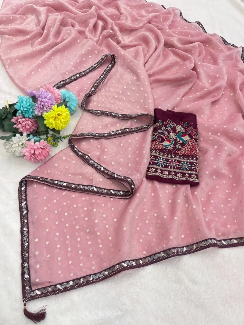 Vrinda J3 N C Moss Jacquard Embroidered Saree Collection