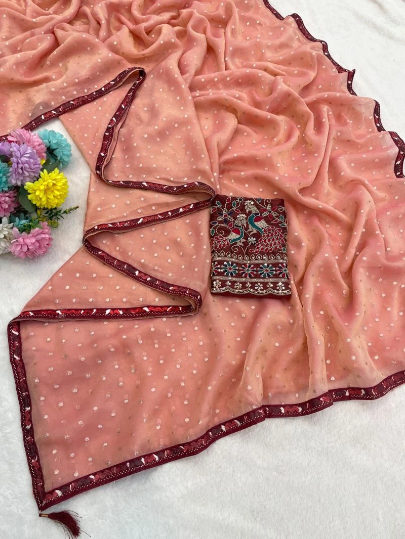 Vrinda J3 N C Moss Jacquard Embroidered Saree Collection