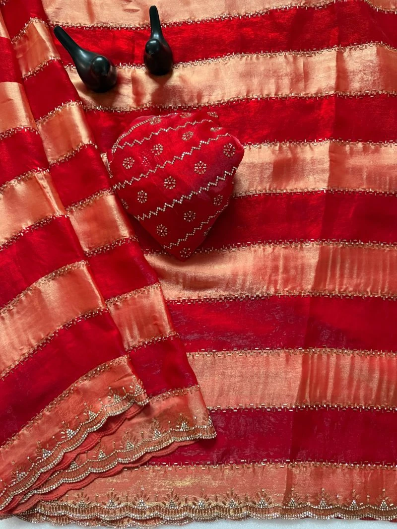 Vt 6012 T Space Silk Jharkan Worked Fancy Saree Collection