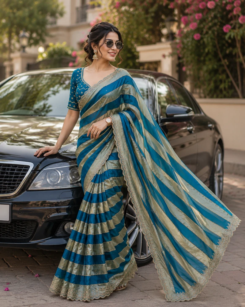 Vt 6012 T Space Silk Jharkan Worked Fancy Saree Collection