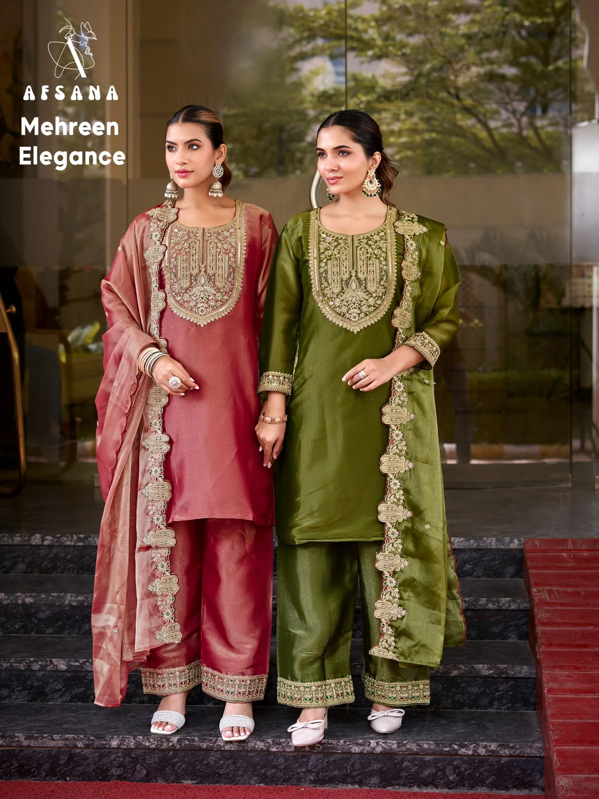 Afsana Mehreen Chinon Embroidered Readymade Collection 1