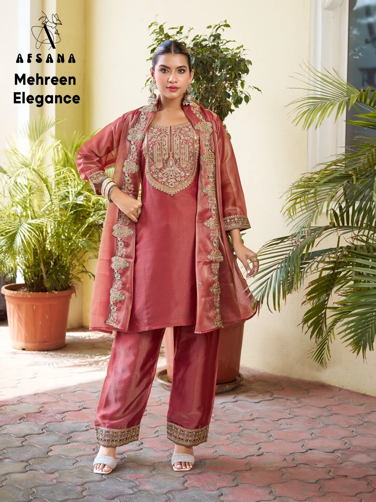 Afsana Mehreen Chinon Embroidered Readymade Collection 2