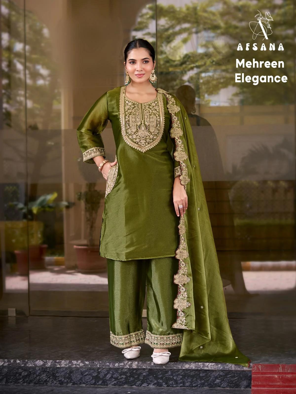 Afsana Mehreen Chinon Embroidered Readymade Collection 3