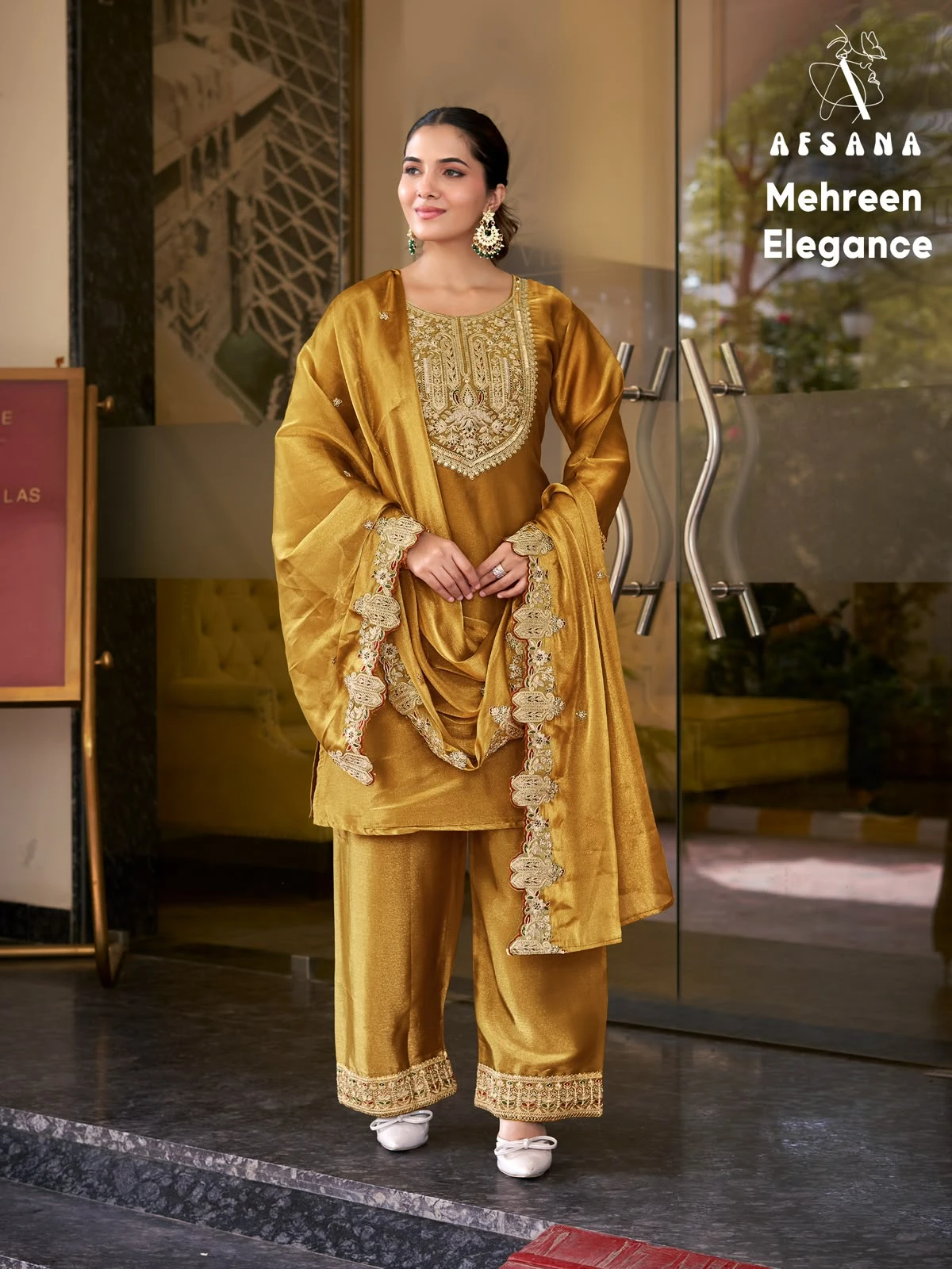 Afsana Mehreen Chinon Embroidered Readymade Collection 6