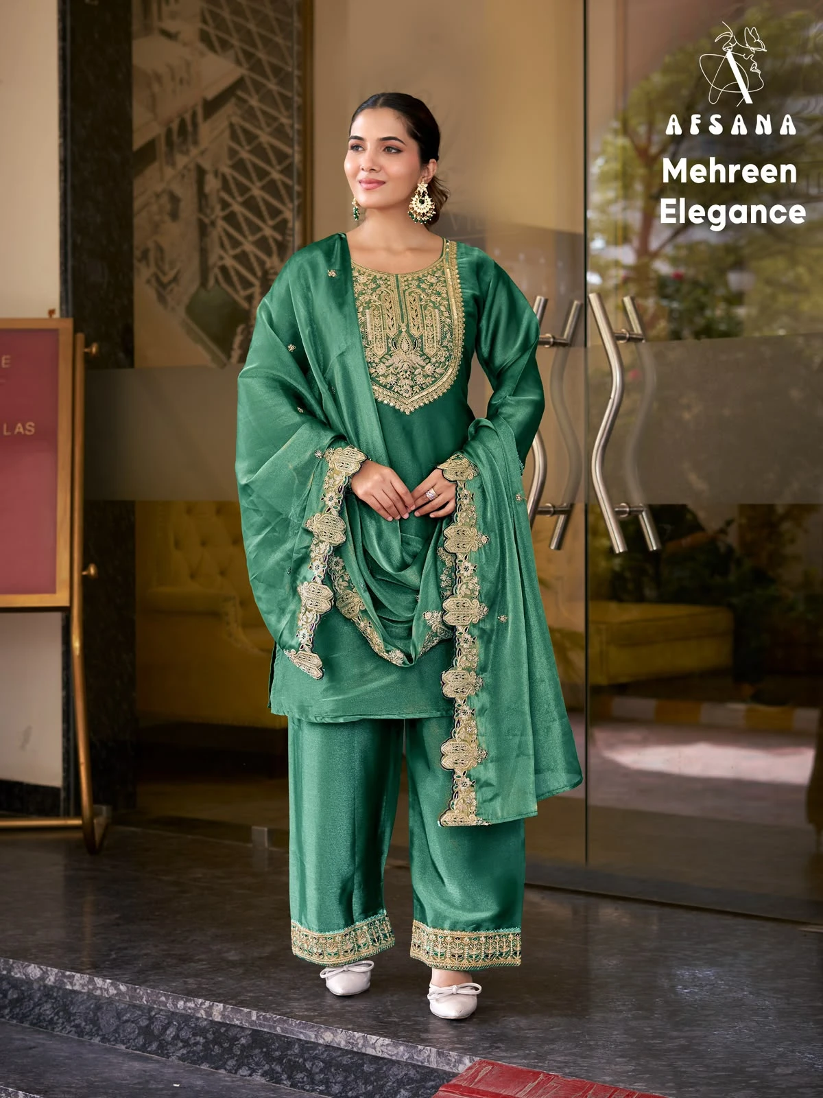 Afsana Mehreen Chinon Embroidered Readymade Collection 7